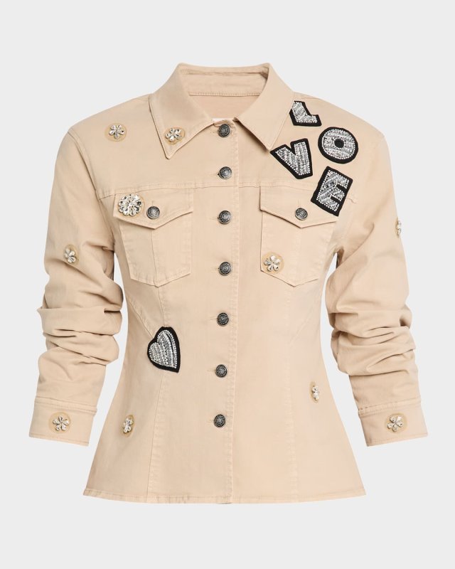Canyon Embellished Scrunched Denim Jacket